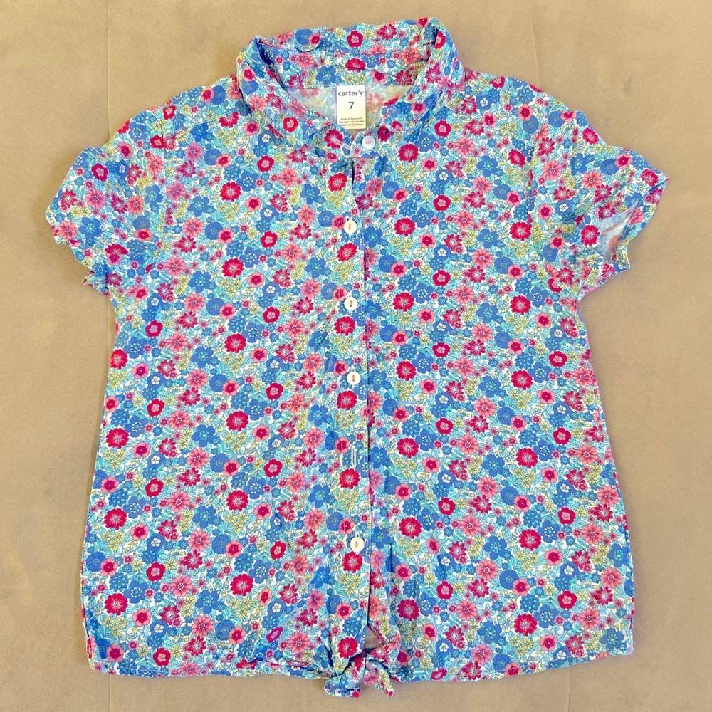 Carter’s Girls Floral Button Down Short Sleeves Shirt